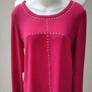 Michael Kors MK Gold Studded Red Top L